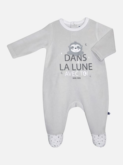Grenouillère GOTZI VELOURS RASE PONT DOS BEBE - Kiabi