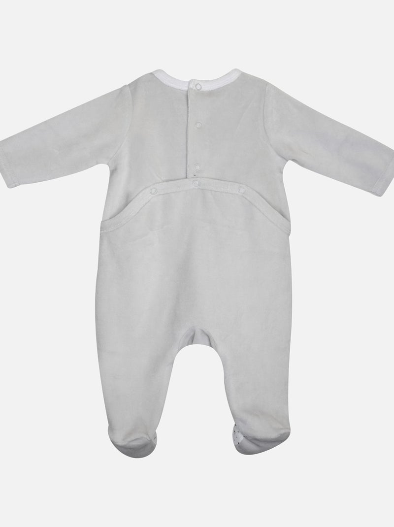 Grenouillère GOTZI VELOURS RASE PONT DOS BEBE Gris - Kiabi
