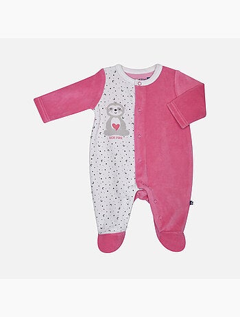 Grenouillère GRAZIELLE VELOURS RASE OUVERTURE DEVANT NAISSANCE