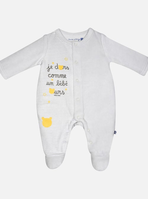 Grenouillère IOURI VELOURS RASE OUVERTURE DEVANT NAISSANCE - Kiabi