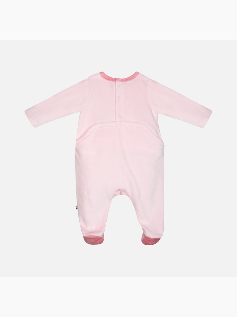 Grenouillère IRENA VELOURS RASE PONT DOS BEBE Rose - Kiabi