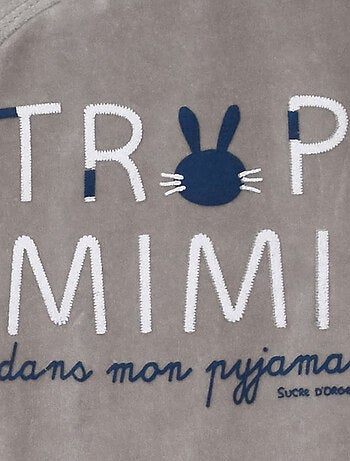 Grenouillère IRWIN VELOURS RASE OUVERTURE DEVANT NAISSANCE
