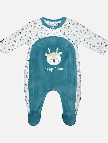 Grenouillère ISAAC VELOURS RASE OUVERTURE DEVANT NAISSANCE