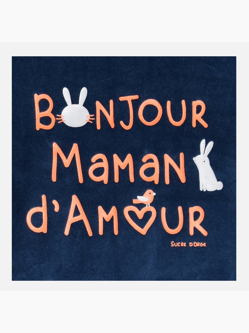 Grenouillère ISIDORO VELOURS RASE PONT DOS BEBE Bleu - Kiabi