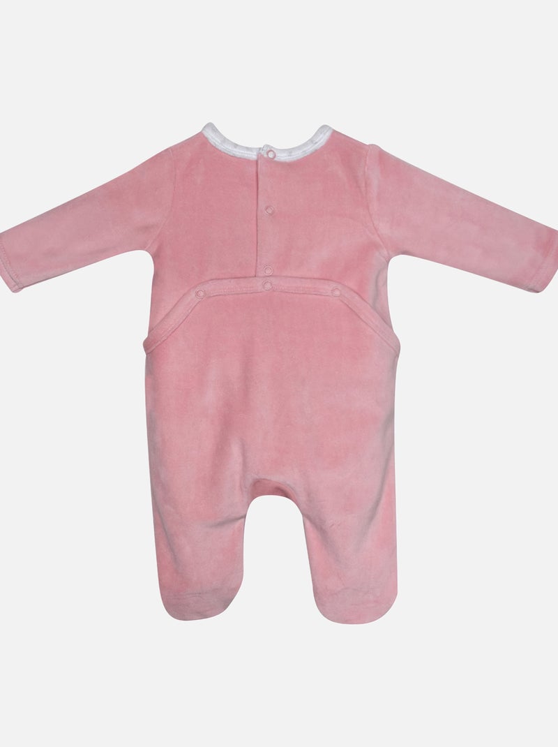 Grenouillère ISMAELLA VELOURS RASE PONT DOS BEBE Rose - Kiabi