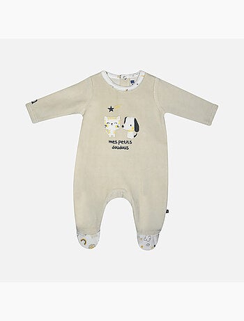 Grenouillère IVONIK VELOURS RASE PONT DOS BEBE