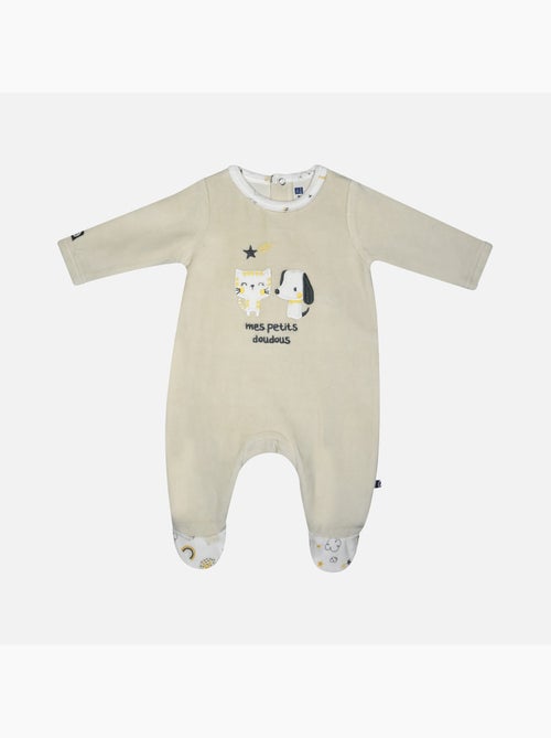 Grenouillère IVONIK VELOURS RASE PONT DOS BEBE - Kiabi