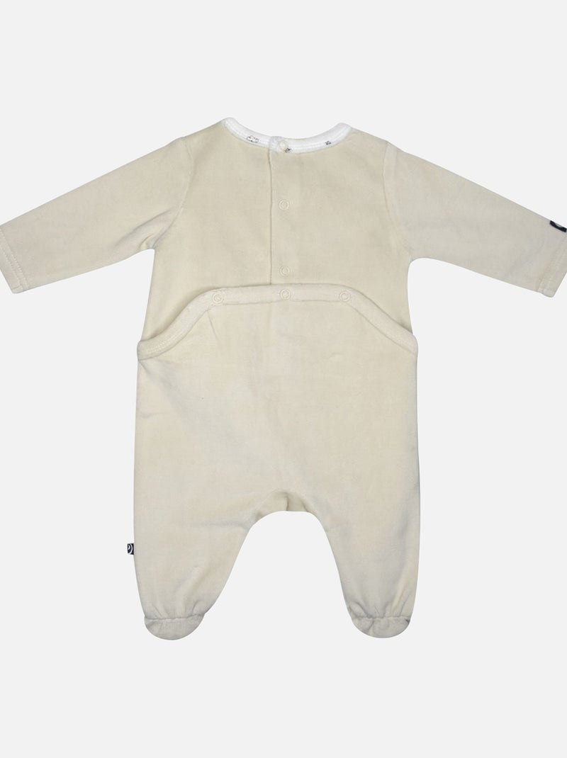 Grenouillère IVONIK VELOURS RASE PONT DOS BEBE Beige - Kiabi