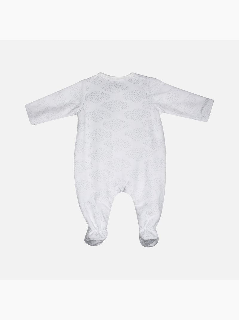 Grenouillère JOVANI VELBOA DOUX OUVERTURE DEVANT NAISSANCE Gris - Kiabi