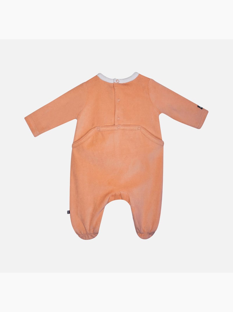 Grenouillère LALO VELOURS RASE PONT DOS BEBE Orange - Kiabi