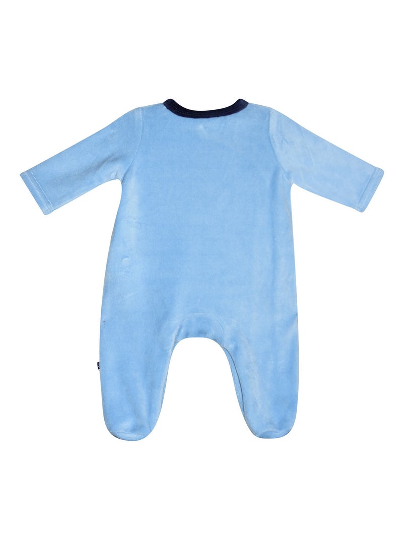 Grenouillère MACEO VELOURS RASE OUVERTURE DEVANT NAISSANCE Bleu - Kiabi