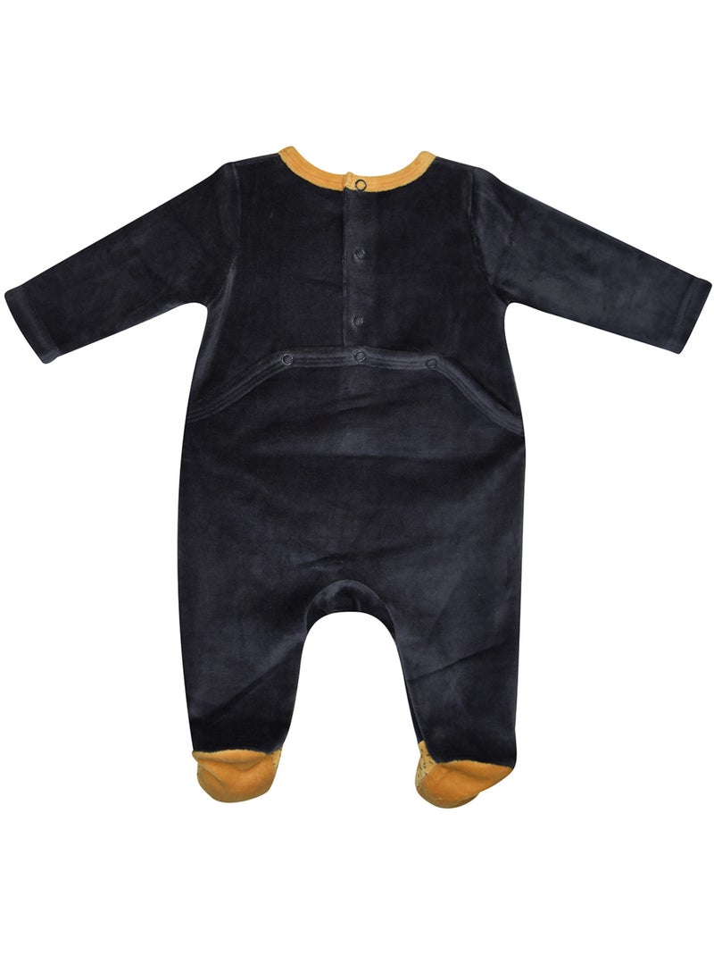 Grenouillère maelo velours rase pont dos Noir - Kiabi