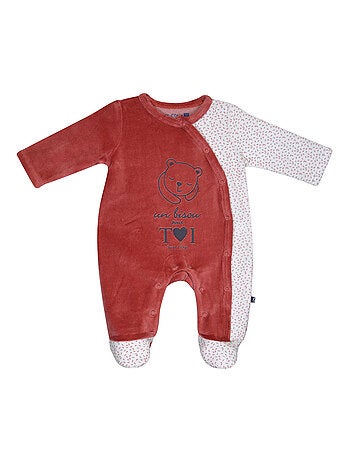 Grenouillère MAFALDA VELOURS RASE OUVERTURE DEVANT NAISSANCE