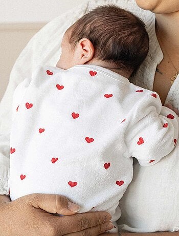 Grenouillère manches longues - Coeurs