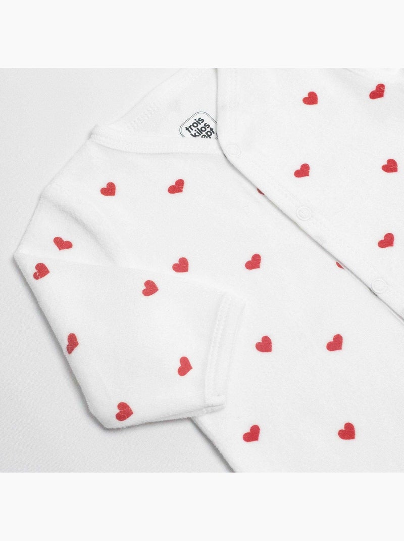 Grenouillère manches longues - Coeurs Blanc - Kiabi