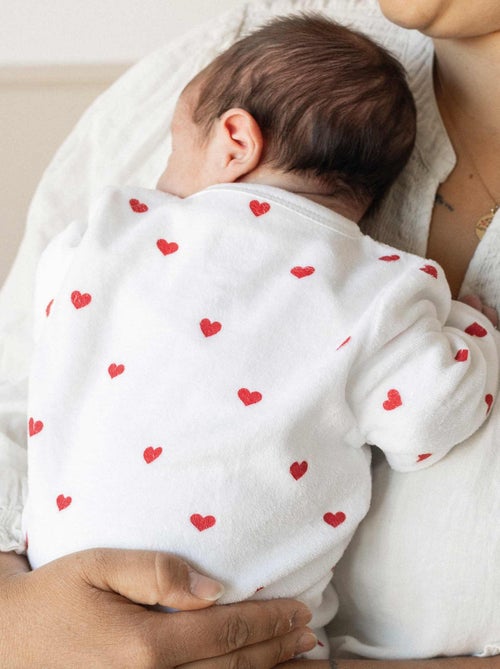 Grenouillère manches longues - Coeurs - Kiabi