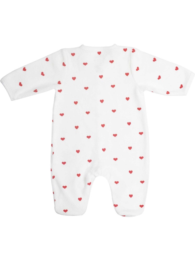 Grenouillère manches longues - Coeurs Blanc - Kiabi