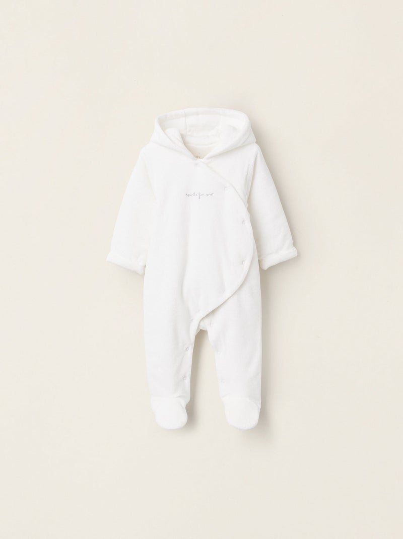 Grenouillère Matelassée en Velours avec Capuche Blanc - Kiabi