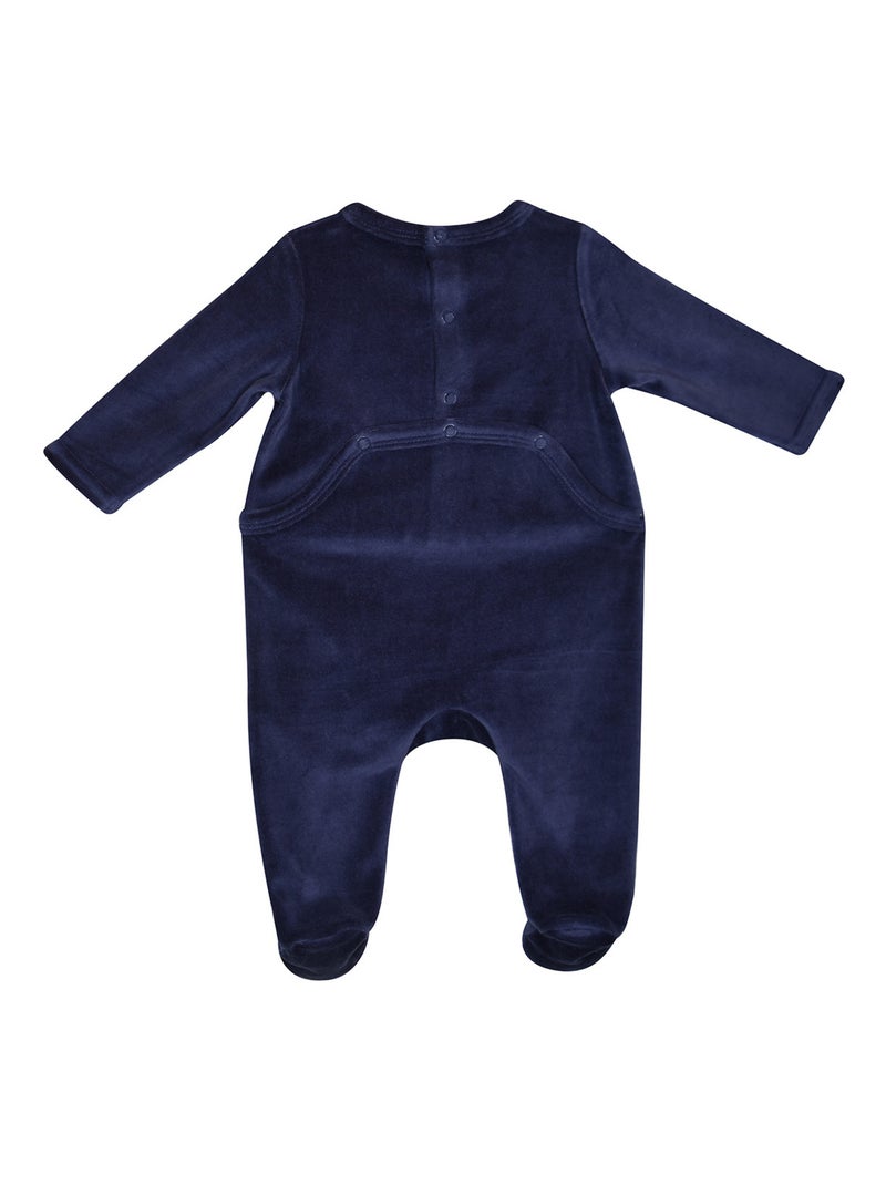 Grenouillère MODESTE VELOURS RASE PONT DOS BEBE Bleu - Kiabi