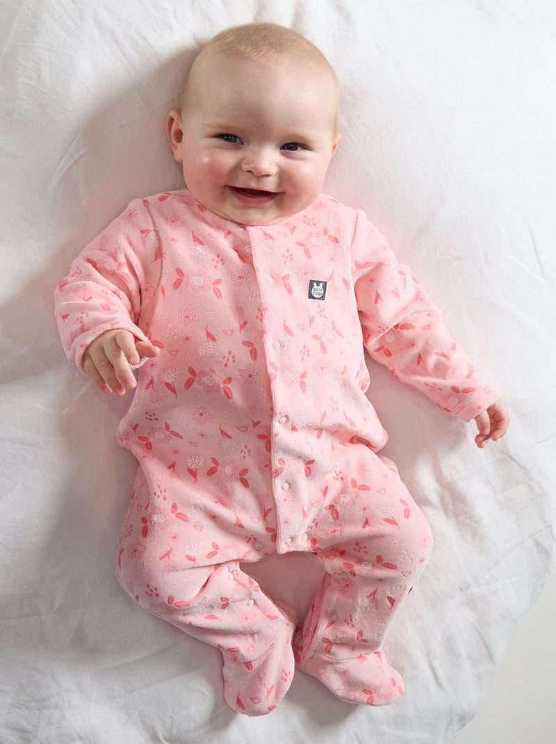 Grenouillère NACEIRA VELOURS RASE OUVERTURE DEVANT NAISSANCE Rose - Kiabi