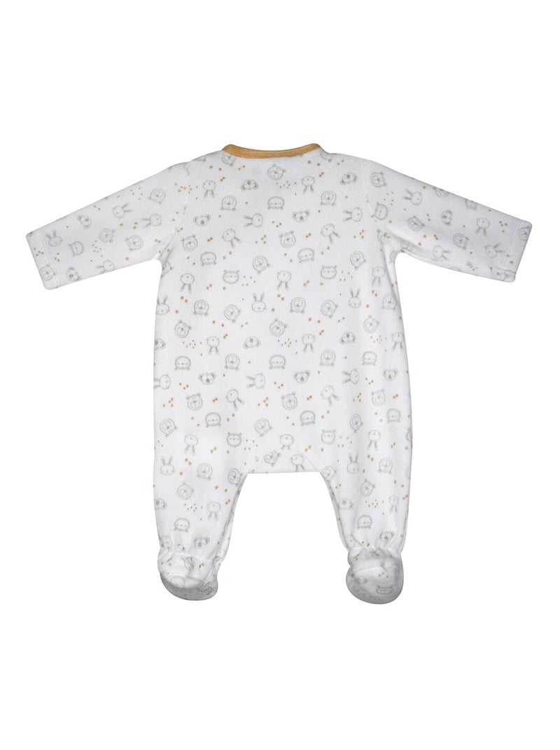 Grenouillère NOVENOË VELOURS RASE OUVERTURE DEVANT NAISSANCE Blanc - Kiabi