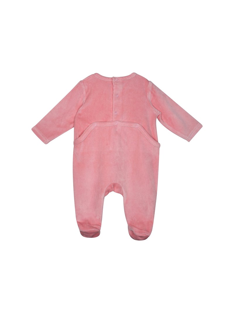 Grenouillère philicia velours rase pont dos Rose - Kiabi