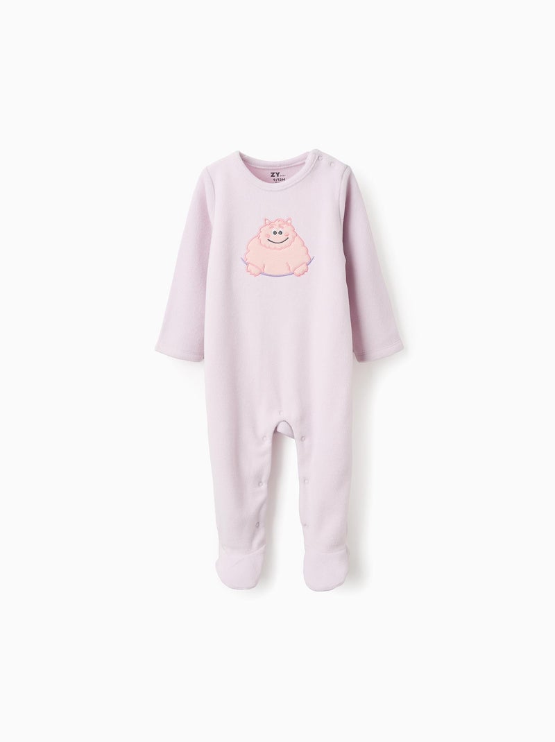 Grenouillère polaire avec broderie Emotions Mauve lilas - Kiabi