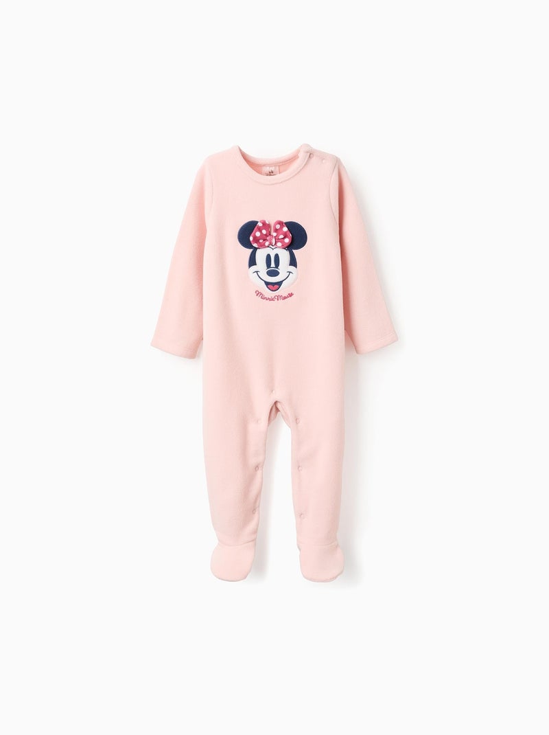 Grenouillère polaire avec broderie Minnie Rose foncé - Kiabi