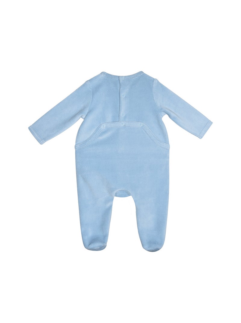 Grenouillère REDWAN VELOURS RASE PONT DOS BEBE Bleu - Kiabi