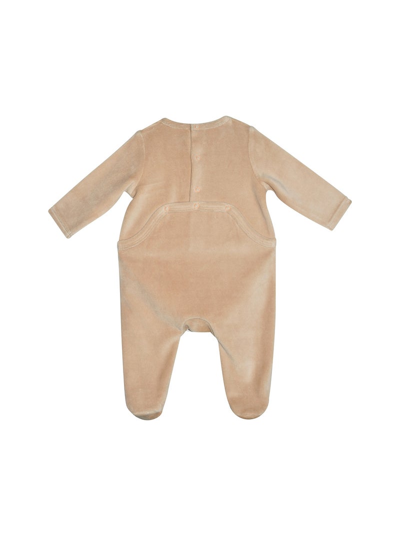 Grenouillère RON VELOURS RASE PONT DOS BEBE Beige - Kiabi