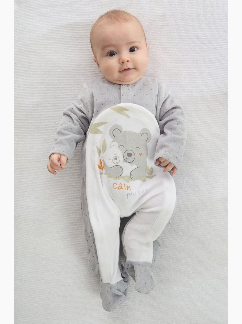 Grenouillère RORY VELOURS RASE OUVERTURE DEVANT Gris - Kiabi