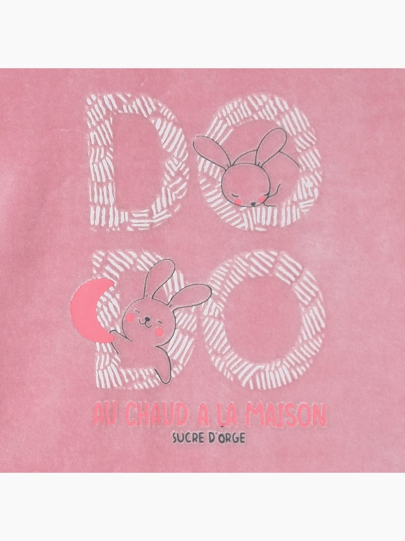 Grenouillère ROSETTA VELOURS RASE PONT DOS BEBE Rose - Kiabi