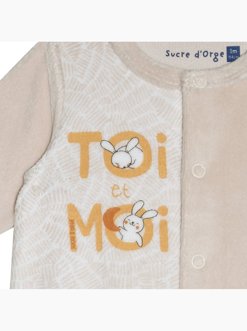 Grenouillère Ruodi velours rase Beige - Kiabi