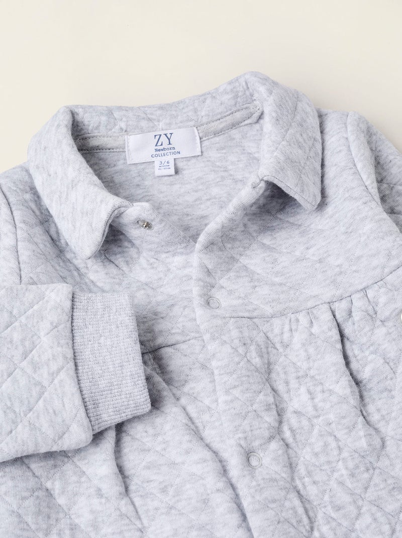 Grenouillère Sans Pieds Texture Gaufrée Gris clair - Kiabi