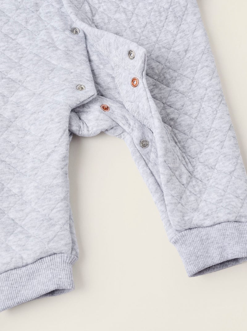 Grenouillère Sans Pieds Texture Gaufrée Gris clair - Kiabi