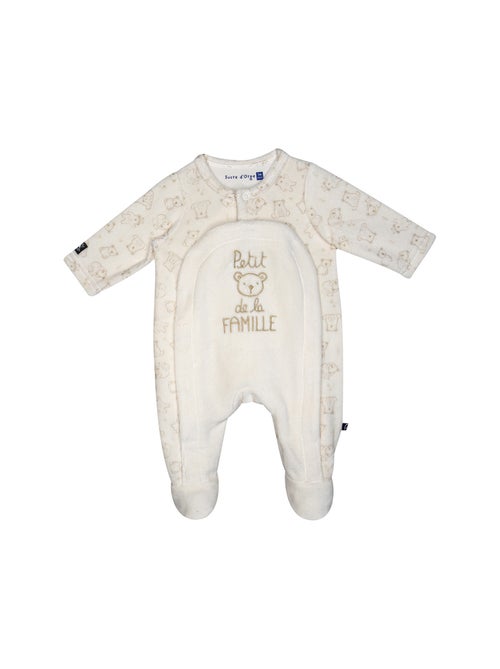 Grenouillère velours rase ouverture devant Pasteur - Kiabi