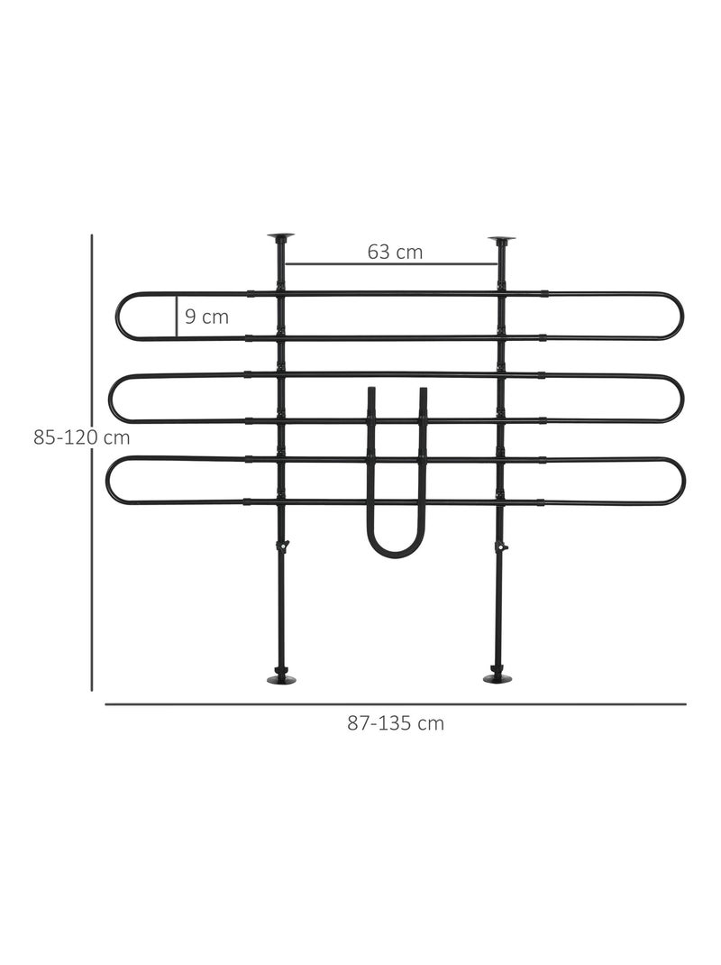 Grille de séparation extensible voiture barrière de sécurité barre réglable pour chien acier noir Noir - Kiabi