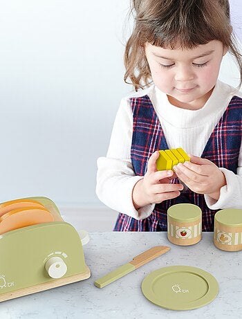 grille-pain 11 accessoires de dinette enfant garçon fille Teamson Kids vert TK-W00006