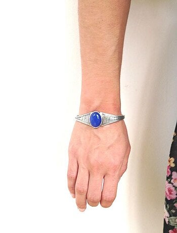 Gros Bracelet rigide touareg en argent, Bijoucolor