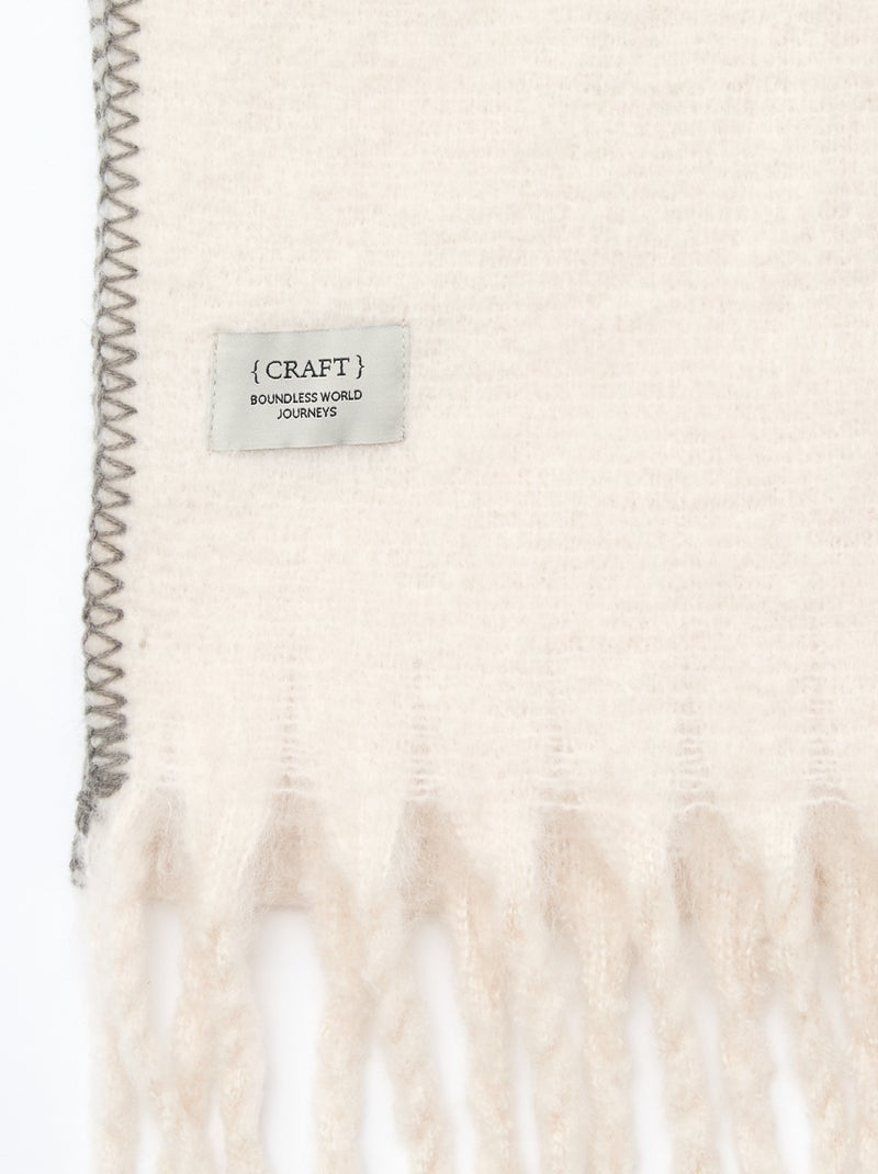 Grosse écharpe douce à franges Beige - Kiabi