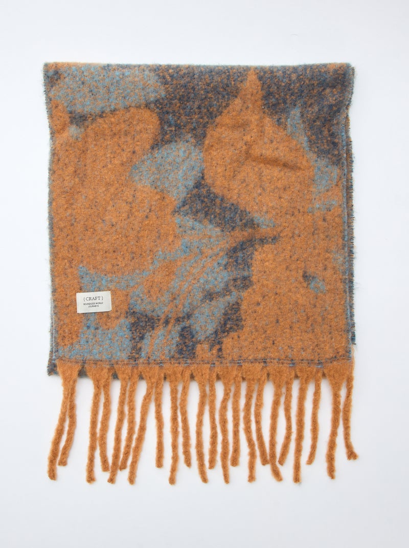 Grosse écharpe douce à franges Imprimé orange - Kiabi