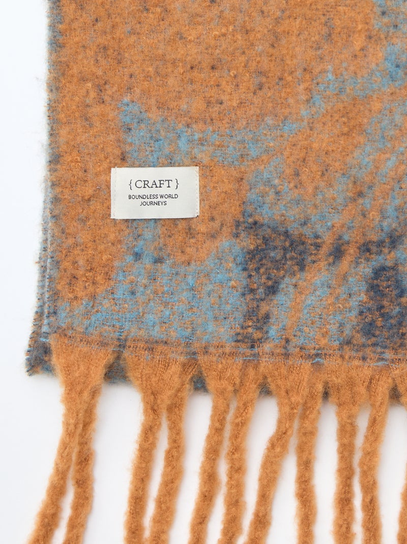 Grosse écharpe douce à franges Imprimé orange - Kiabi