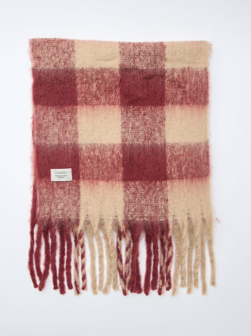 Grosse écharpe douce à franges Imprimé rouge - Kiabi