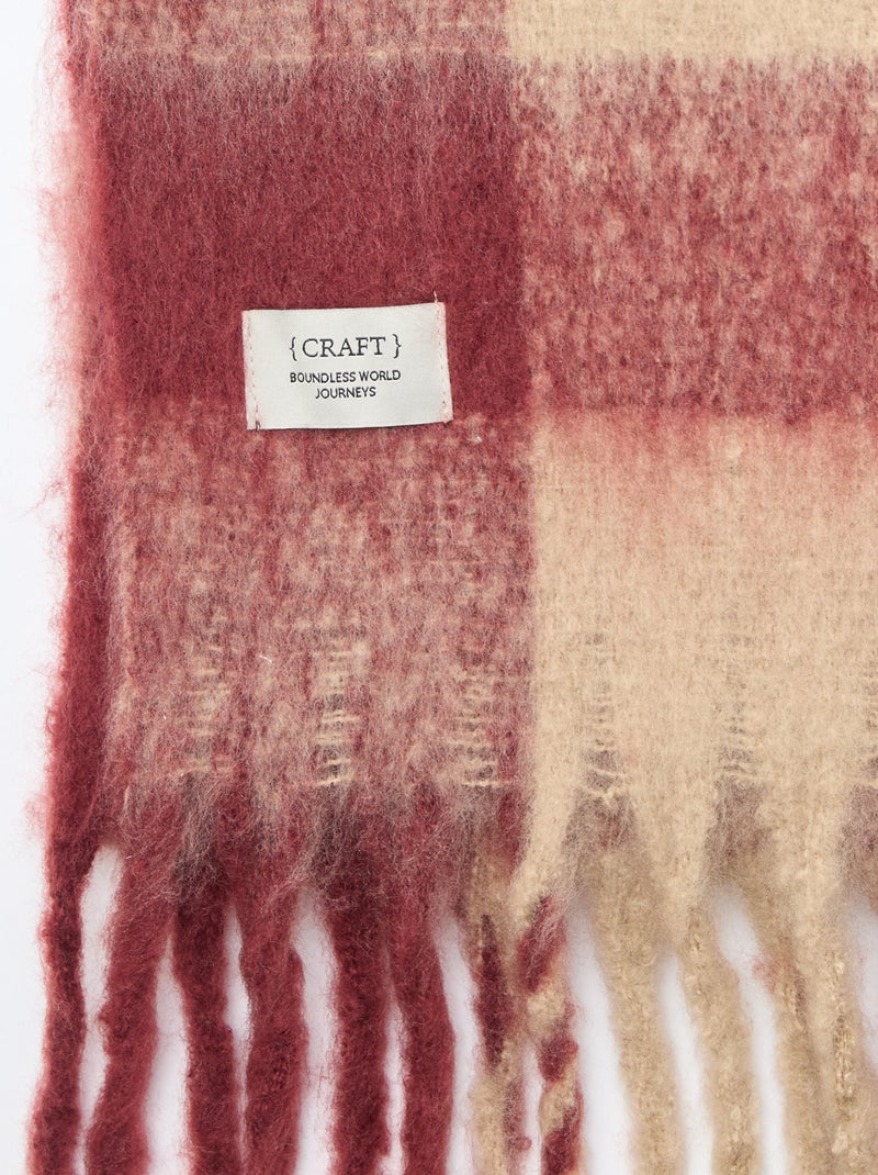 Grosse écharpe douce à franges Imprimé rouge - Kiabi