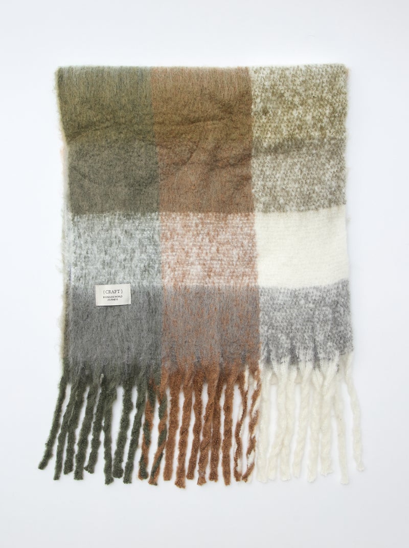 Grosse écharpe douce à franges Marron imprimé - Kiabi