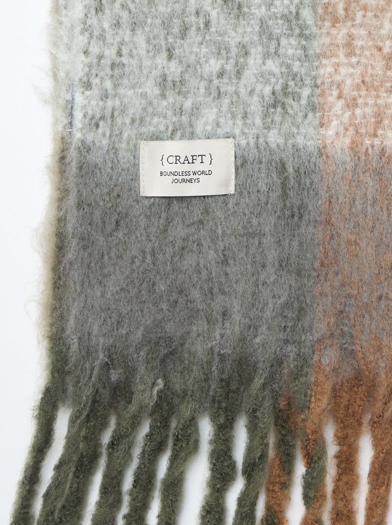 Grosse écharpe douce à franges Marron imprimé - Kiabi