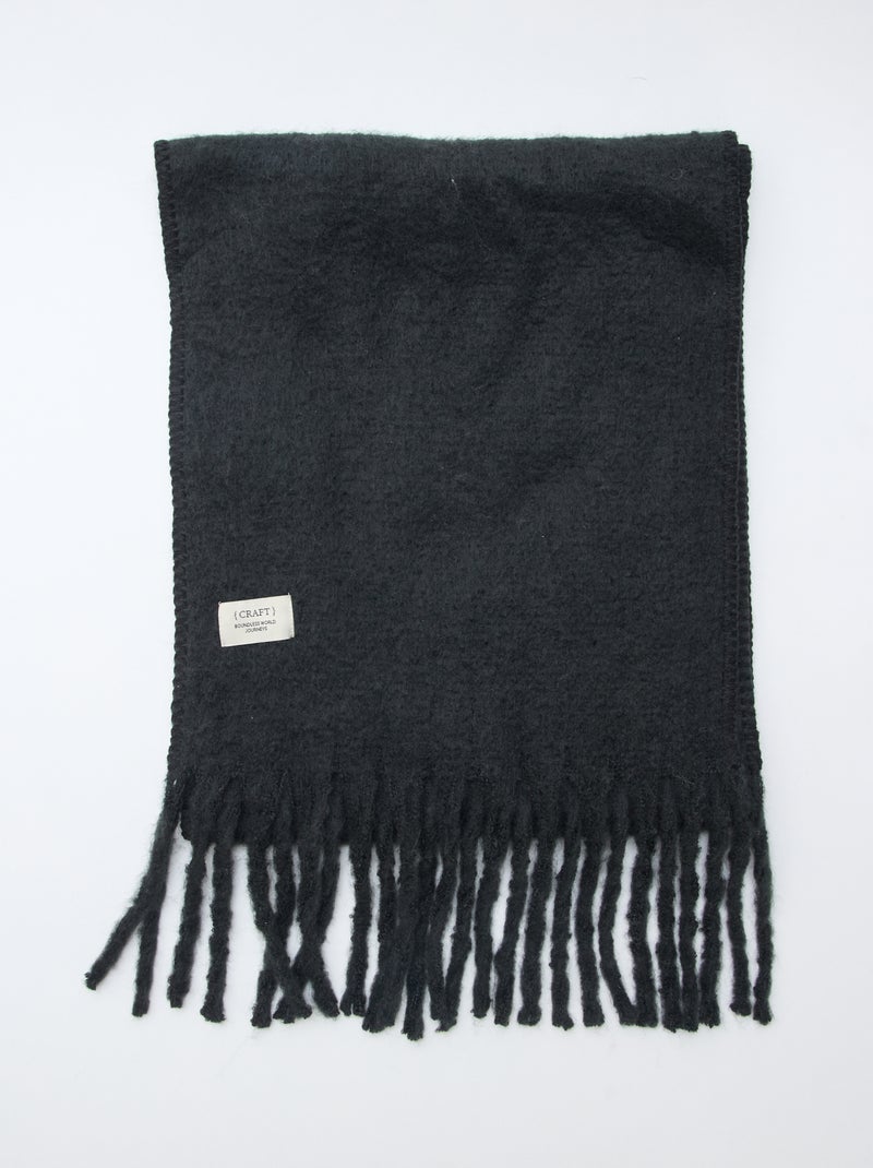 Grosse écharpe douce à franges Noir - Kiabi