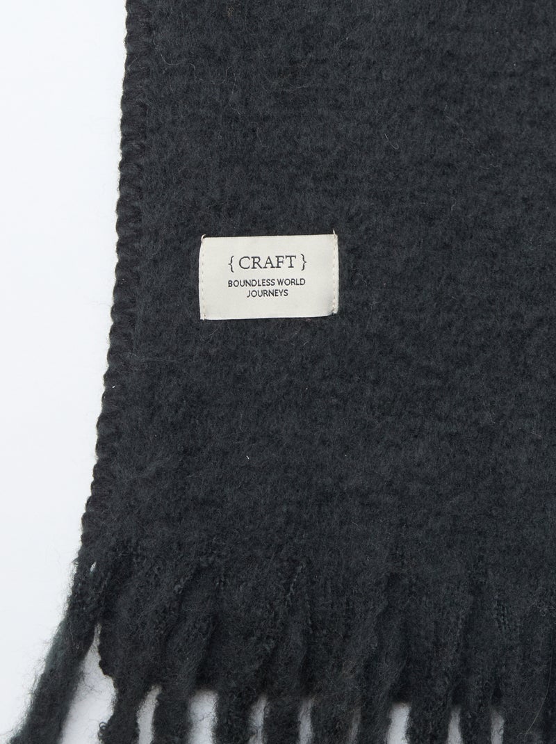 Grosse écharpe douce à franges Noir - Kiabi