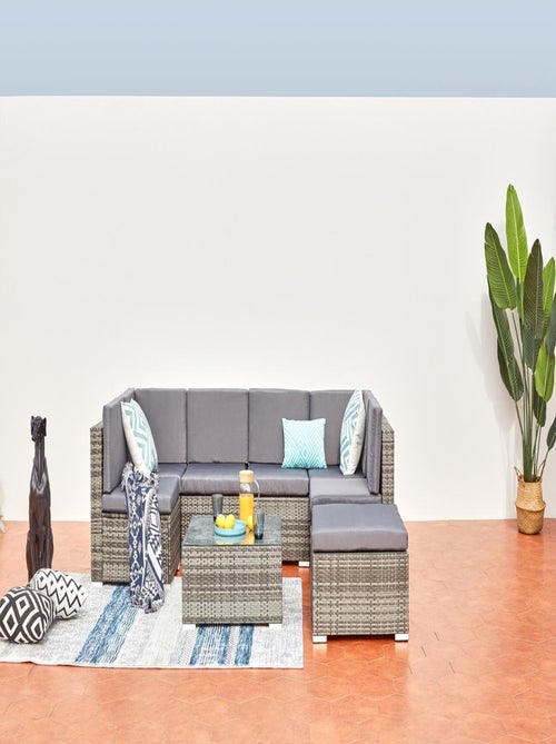 GUADALO Salon de jardin bas 8 places en résine & acier gris - Kiabi