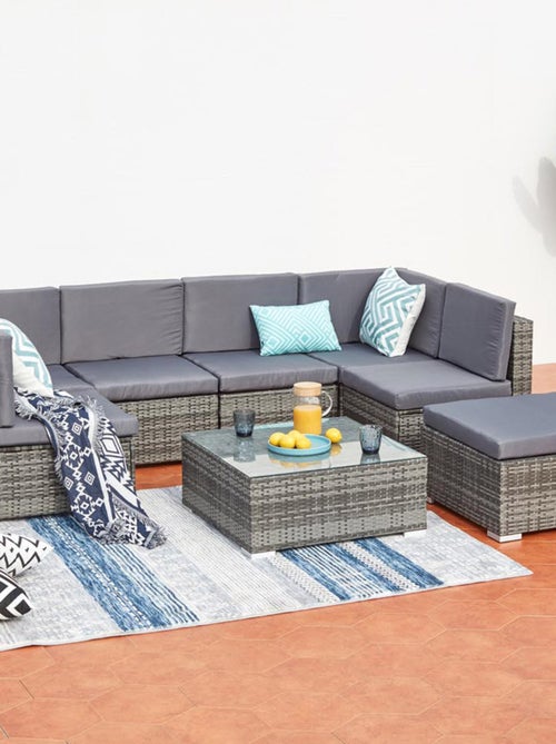 GUADALO Salon de jardin bas 8 places en résine & acier gris - Kiabi